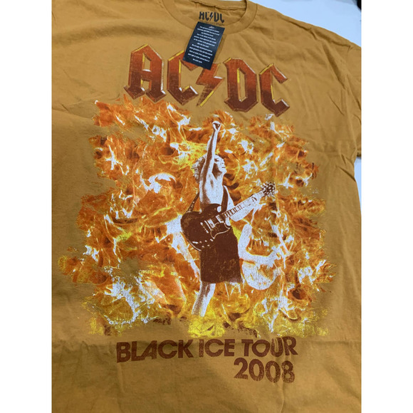 AC/DC | Shirts | Acdc Black Ice Tour 208 Yellow Graphic Tshirt Size Sm ...